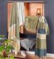 Preview: Biederlack Plaid - Blockstreifen olive