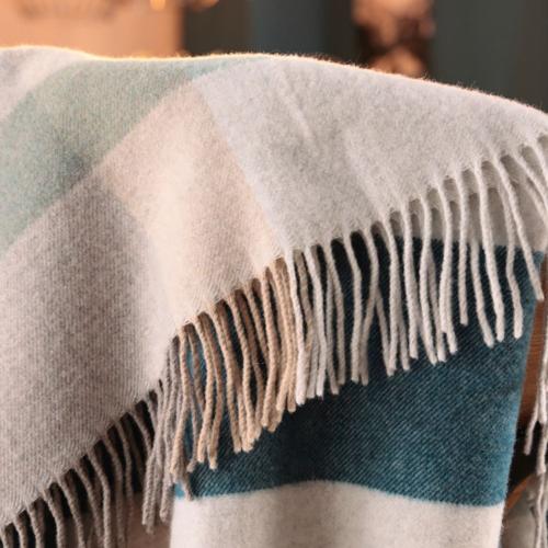 Biederlack XL uni cashmere plaid - Teal Charming