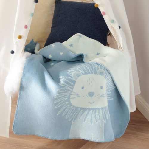 Biederlack Babydecke - Leo blau