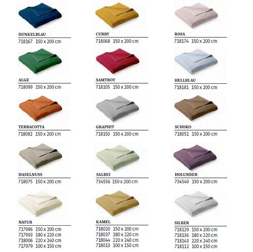 Biederlack - Uno Cotton Uni - 180x220cm - 3 vers. Farben