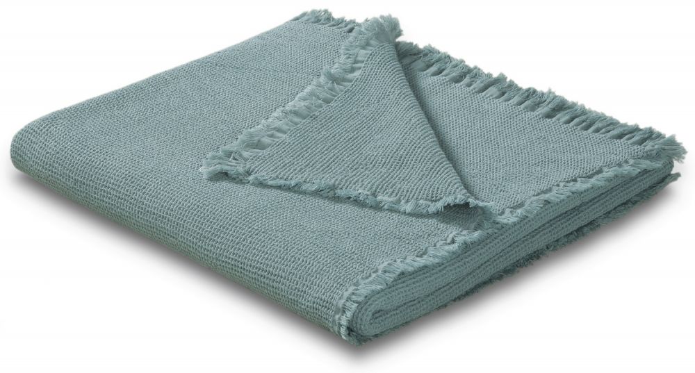Biederlack cotton blanket plaid - waffle petrol