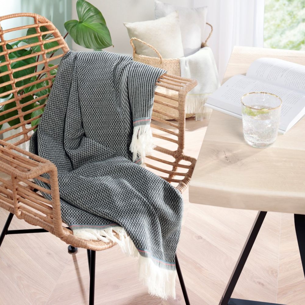 Biederlack cotton-plaid - Lines - Dark grey