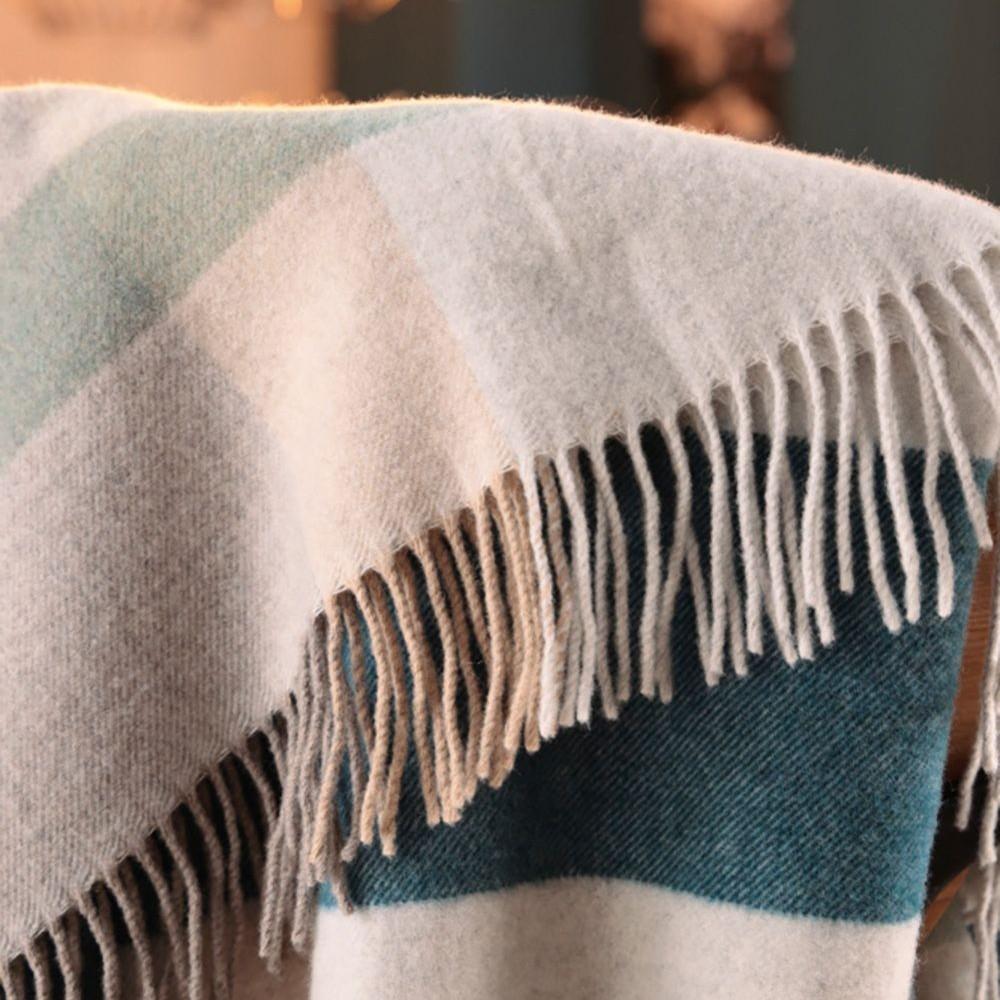 Biederlack XL uni cashmere plaid - Teal Charming