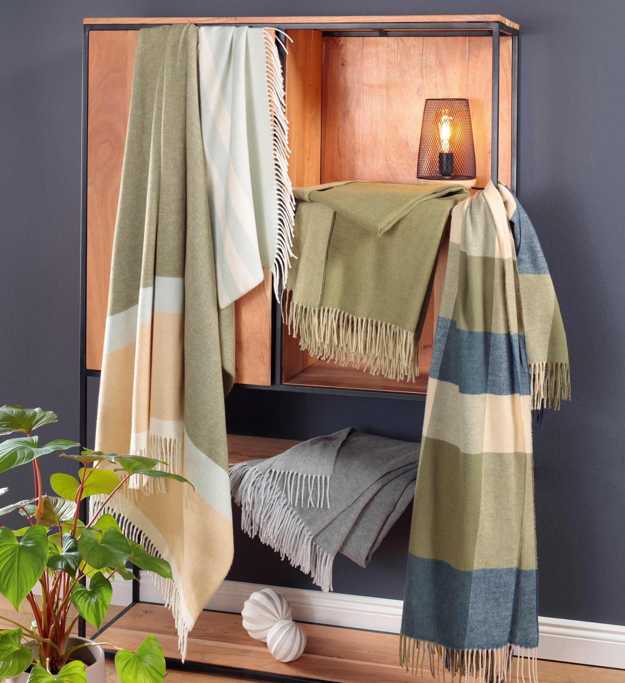 Biederlack Bocasa Plaids blankets - check green 783820.jpg